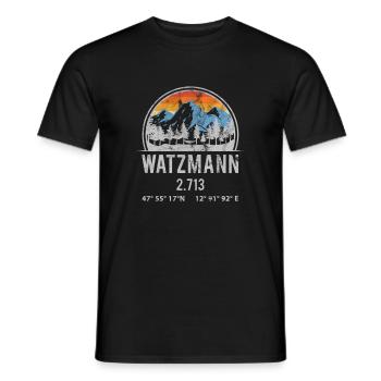 Watzmann 2713 Watzmann massif Bavaria Berchtesgaden - Men's T-Shirt - black - Front - AI Model Male 178 light (178cm)