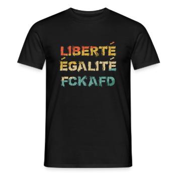 Liberté, Égalité, FCK AFD - Vintage Anti Racism - T-shirt homme - noir - Devant - AI Model Male 178 light (178cm)