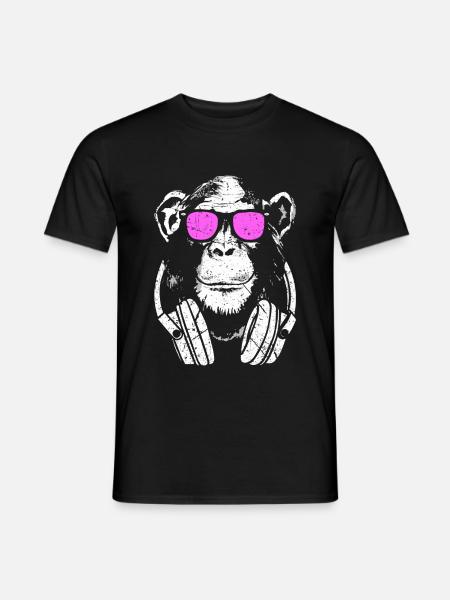 DJ singe avec un casque et des lunettes de soleil - T-shirt homme - noir