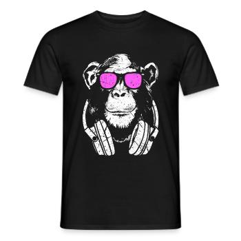 Affe DJ - Männer T-Shirt - Schwarz - Vorne - AI Model Male 178 light (178cm)