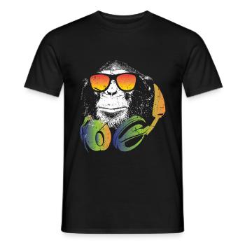 Affe DJ Kopfhörer Sonnenbrille - Männer T-Shirt - Schwarz - Vorne - AI Model Male 178 light (178cm)