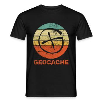 Geocaching Geocacher Geocache GPS Gift Vintage - T-shirt homme - noir - Devant - AI Model Male 178 light (178cm)