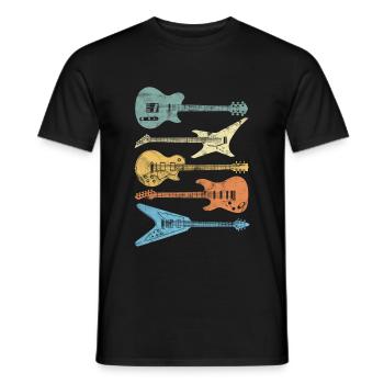 Gitarren Rocks Retro Bunt guitarist Musiker Gitarr - Männer T-Shirt - Schwarz - Vorne - AI Model Male 178 light (178cm)