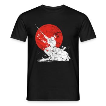Japanese samurai warrior retro japan sun - Men's T-Shirt - black - Front - AI Model Male 178 light (178cm)