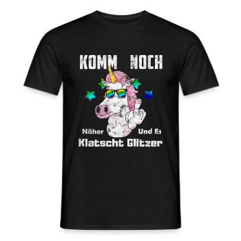 Es Klatscht Glitzer Mittelfinger - Männer T-Shirt - Schwarz - Vorne - AI Model Male 178 light (178cm)
