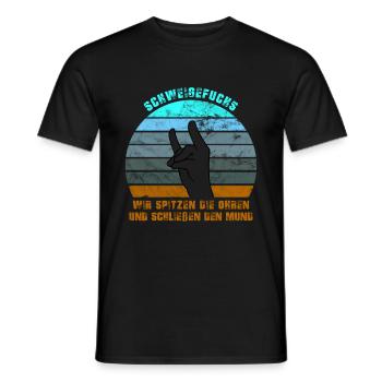 SCHWEIGEFUCHS - Männer T-Shirt - Schwarz - Vorne - AI Model Male 178 light (178cm)