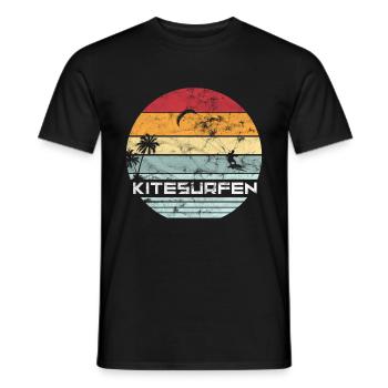 Vintage Kitesurfing Kite Surfer Kitesurfing Kiteboa - Men's T-Shirt - black - Front - AI Model Male 178 light (178cm)