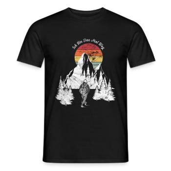 Wandern Jakobsweg Berge Natur Wanderer Hiking Retr - Männer T-Shirt - Schwarz - Vorne - AI Model Male 178 light (178cm)