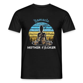 Yoga Namaste Mother Gift Rétro Vintage Namaste Mot - T-shirt homme - noir - Devant - AI Model Male 178 light (178cm)