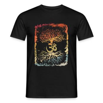 Yoga d’arbre de vie Om Shirt Celtique Yoga - T-shirt homme - noir - Devant - AI Model Male 178 light (178cm)