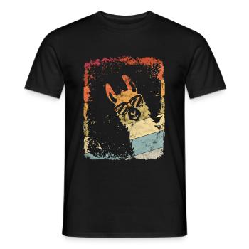Vintage Llama Alpaca Gift Retro Sunglasses Us - Men's T-Shirt - black - Front - AI Model Male 178 light (178cm)