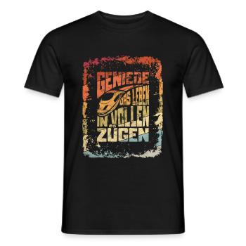 Genieße das Leben in vollen Zügen lustiger Sprüch - Männer T-Shirt - Schwarz - Vorne - AI Model Male 178 light (178cm)