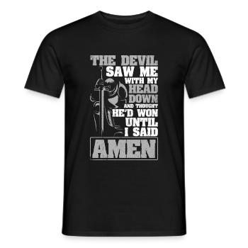The Devil Saw Me With My Head Down Thought He'd Where - Men's T-Shirt - black - Front - AI Model Male 178 light (178cm)