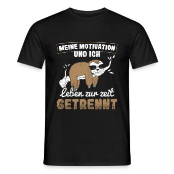 Faultier - Meine Motivation und ich leben zurzeit - Männer T-Shirt - Schwarz - Vorne - AI Model Male 178 light (178cm)