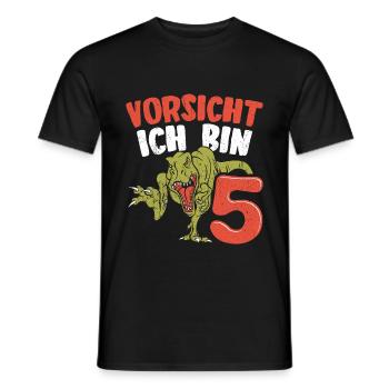 VORSICHT ich bin schon 5 Dinosaurier T Rex Spruch - Männer T-Shirt - Schwarz - Vorne - AI Model Male 178 light (178cm)