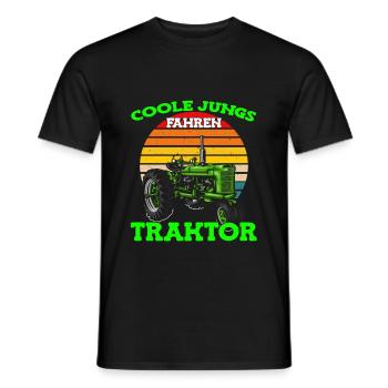 Coole Jungs fahren Traktor - Trecker Kinder Jungen - Männer T-Shirt - Schwarz - Vorne - AI Model Male 178 light (178cm)