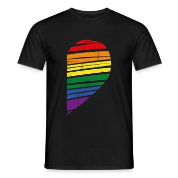 LGBT-HERZ Schwul Lesben Pride LBGT Flagge Homosex - Männer T-Shirt - Schwarz - Vorne - AI Model Male 178 light (178cm)