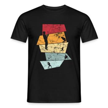 Vintage Retro Angeln Fischen Design Geschenk Fisch - Männer T-Shirt - Schwarz - Vorne - AI Model Male 178 light (178cm)