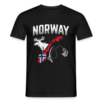 Norwegen Urlaub Norwegen Landkarte Angel Norwegen - Männer T-Shirt - Schwarz - Vorne - AI Model Male 178 light (178cm)