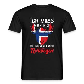 Oslo Ich muss gar nix ich muss nur nach Norwegen - Männer T-Shirt - Schwarz - Vorne - AI Model Male 178 light (178cm)