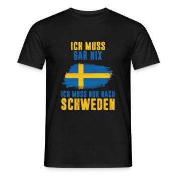 ICH MUSS GAR NIX ICH MUSS NUR NACH SCHWEDEN Skandi - Männer T-Shirt - Schwarz - Vorne - AI Model Male 178 light (178cm)