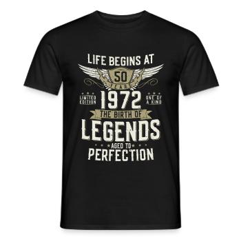 50th birthday born in 1972 vintage legends - Men's T-Shirt - black - Front - AI Model Male 178 light (178cm)