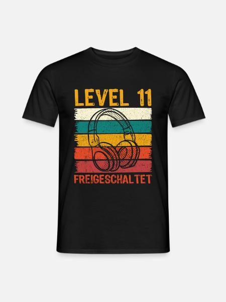 11.Geburtstag Jungen Video Gamer Level 11 freigesc - Männer T-Shirt - Schwarz