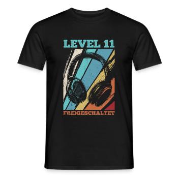 11.Geburtstag Video Gamer Level 11 freigeschaltet - Männer T-Shirt - Schwarz - Vorne - AI Model Male 178 light (178cm)