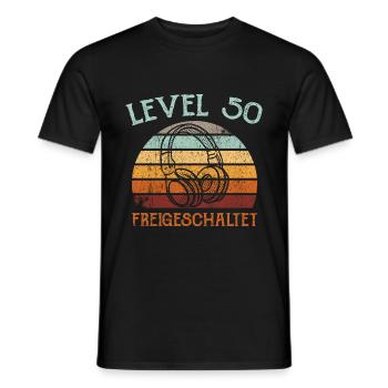 50.Geburtstag Gaming Video Gamer Level 50 freigesc - Männer T-Shirt - Schwarz - Vorne - AI Model Male 178 light (178cm)