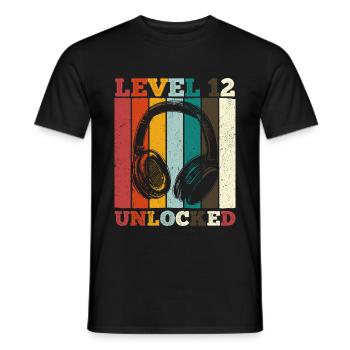 12.Geburtstag Jungen Video Gamer Level 12 Unlocked - Männer T-Shirt - Schwarz - Vorne - AI Model Male 178 light (178cm)