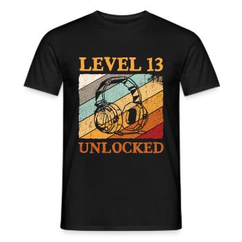 13.Geburtstag Jungen Video Gamer Level 13 Unlocked - Männer T-Shirt - Schwarz - Vorne - AI Model Male 178 light (178cm)