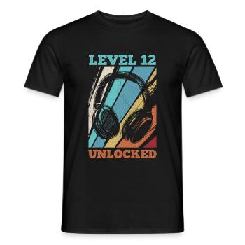 12.Geburtstag Video Gamer Level 12 Unlocked - Männer T-Shirt - Schwarz - Vorne - AI Model Male 178 light (178cm)