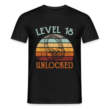 18.Geburtstag Gaming Video Gamer Level 18 Unlocked - Männer T-Shirt - Schwarz - Vorne - AI Model Male 178 light (178cm)