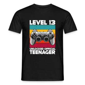 Offiziell Teenager 13.Geburtstag Geschenk Level 13 - Männer T-Shirt - Schwarz - Vorne - AI Model Male 178 light (178cm)