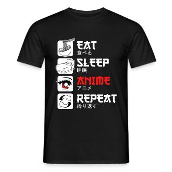 Eat Sleep Anime Repeat Manga Kanji Japon - T-shirt homme - noir - Devant - AI Model Male 178 light (178cm)