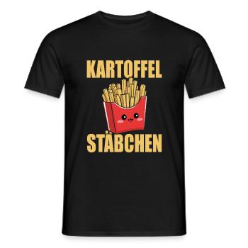 Kartoffel Stäbchen Pommestüte Pommesbude Geschenk - Männer T-Shirt - Schwarz - Vorne - AI Model Male 178 light (178cm)