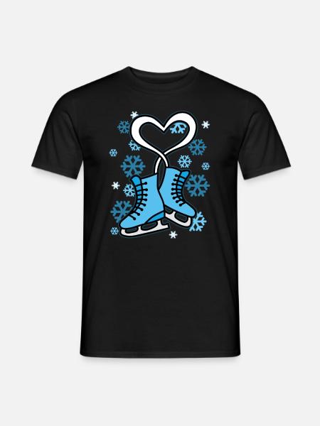 Schlittschuhe Eiskunstlauf Liebe Eis - Männer T-Shirt - Schwarz