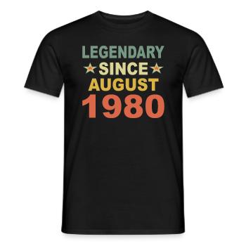 Legendary August 1980 year 40 birthday gift - Men's T-Shirt - black - Front - AI Model Male 178 light (178cm)