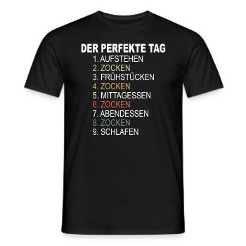 perfekte Tag Zocken Gamer Zocker Gaming Geschenk - Männer T-Shirt - Schwarz - Vorne - AI Model Male 178 light (178cm)