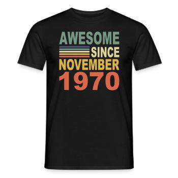 Anniversaire des années 1970 Génial depuis novembre 1970 - T-shirt homme - noir - Devant - AI Model Male 178 light (178cm)