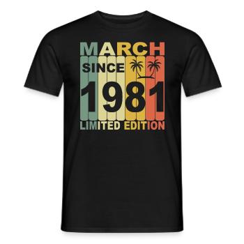 1981 Jahr Geburtstag Legendär seit März 1981 - Männer T-Shirt - Schwarz - Vorne - AI Model Male 178 light (178cm)