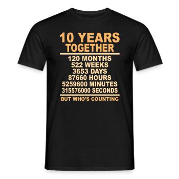 Rose Wedding 10 Years Married Gift - Men's T-Shirt - black - Front - AI Model Male 178 light (178cm)