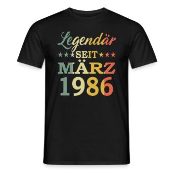 1986 Jahr Geburtstag Legendär seit März 1986 - Männer T-Shirt - Schwarz - Vorne - AI Model Male 178 light (178cm)