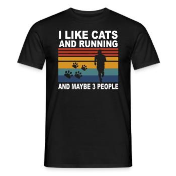 Runner Running Jogging Cat Jogging Cats Gift - Men's T-Shirt - black - Front - AI Model Male 178 light (178cm)