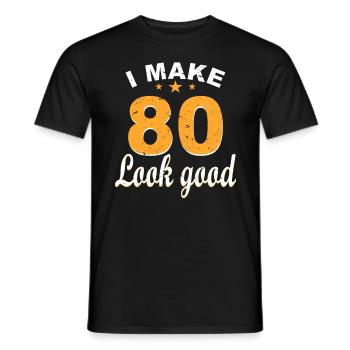 80 ans 80 anniversaire anniversaire anniversaire anniversaire anniversaire - T-shirt homme - noir - Devant - AI Model Male 178 light (178cm)