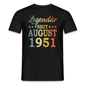 1951 Jahr Geburtstag Legendär seit August 1951 - Männer T-Shirt - Schwarz - Vorne - AI Model Male 178 light (178cm)