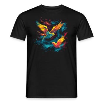Fliegende Vögel - Abstrakte Kunst - Männer T-Shirt - Schwarz - Vorne - AI Model Male 178 light (178cm)