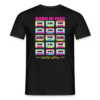 Born in 1983 Classic cassette tape original gift - Men's T-Shirt - black - Front - AI Model Male 178 light (178cm)