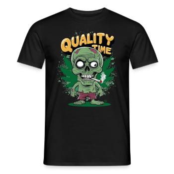 Skull Kiffer - Quality Time, Totenkopf - Männer T-Shirt - Schwarz - Vorne - AI Model Male 178 light (178cm)