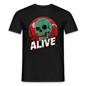 Skull in Hell - Alive, Totenkopf - Männer T-Shirt - Schwarz - Vorne - AI Model Male 178 light (178cm)